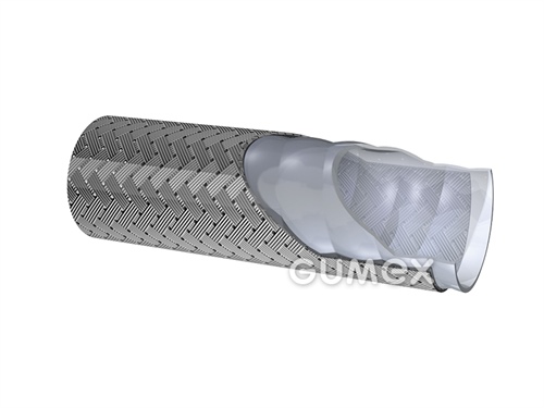 Teflonová trubička s nerezovým opletem CLWB, 12,7/18,9mm, 110bar, vrapované PTFE, oplet nerez AISI 304, -60°C/+260°C